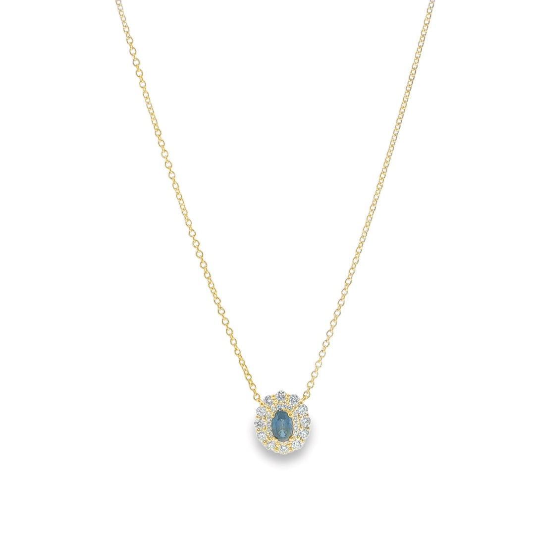 Diamond and Sapphire Pendant Necklace