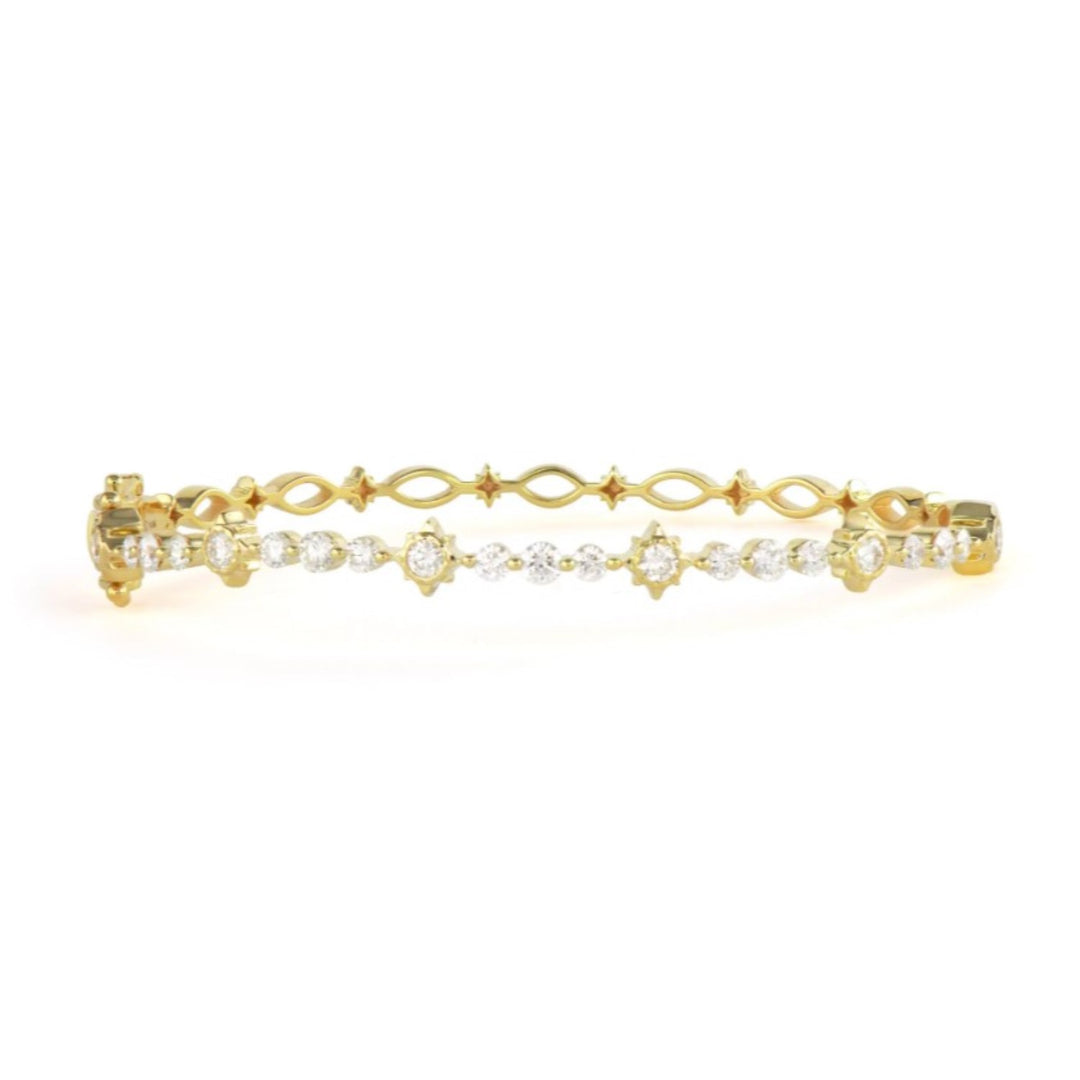 Narrow Diamond Star Bangle - 6.5"