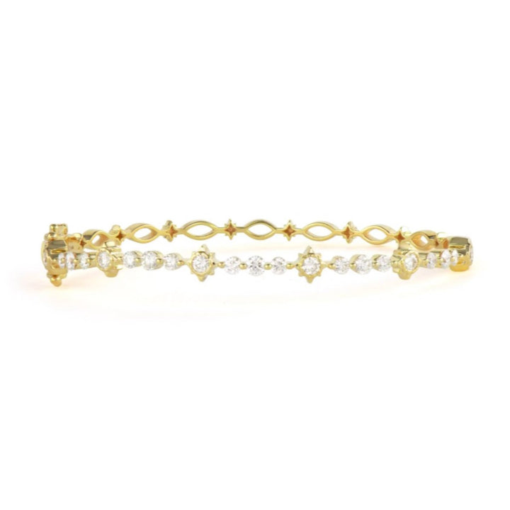 Narrow Diamond Star Bangle - 6.5"