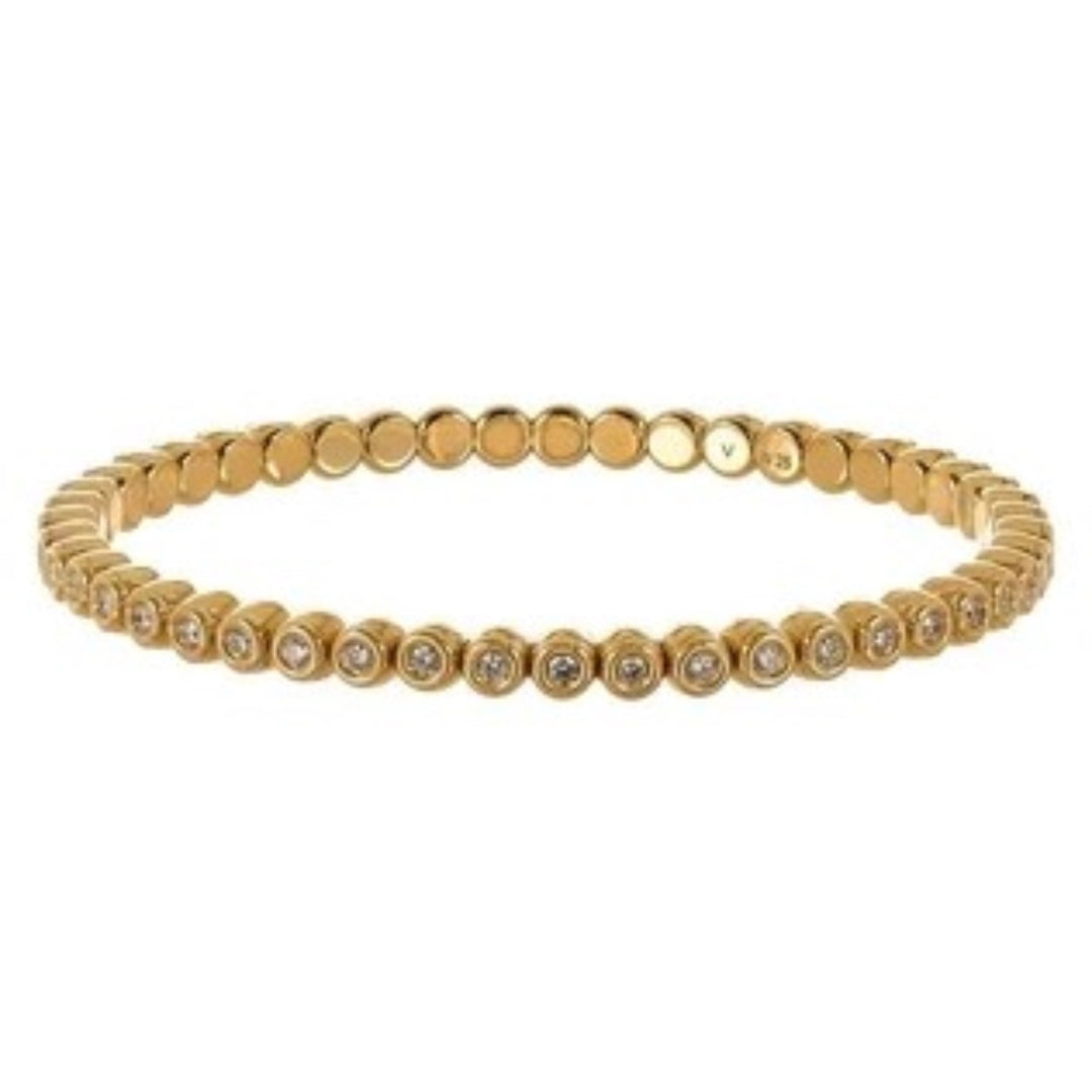 18K Yellow Gold Bezel Set Diamond Stretch Bracelet Weighing 2.35ctw