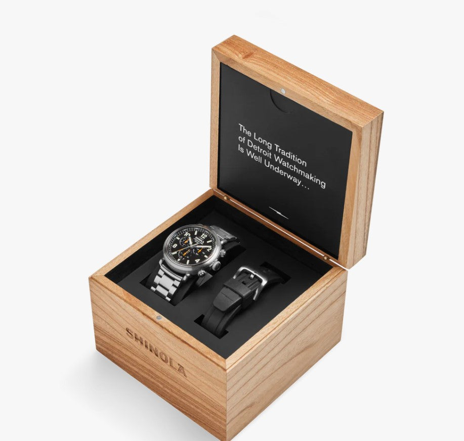 Black Runwell Chronograph West Wind Watch Gift Set with Additional Strap