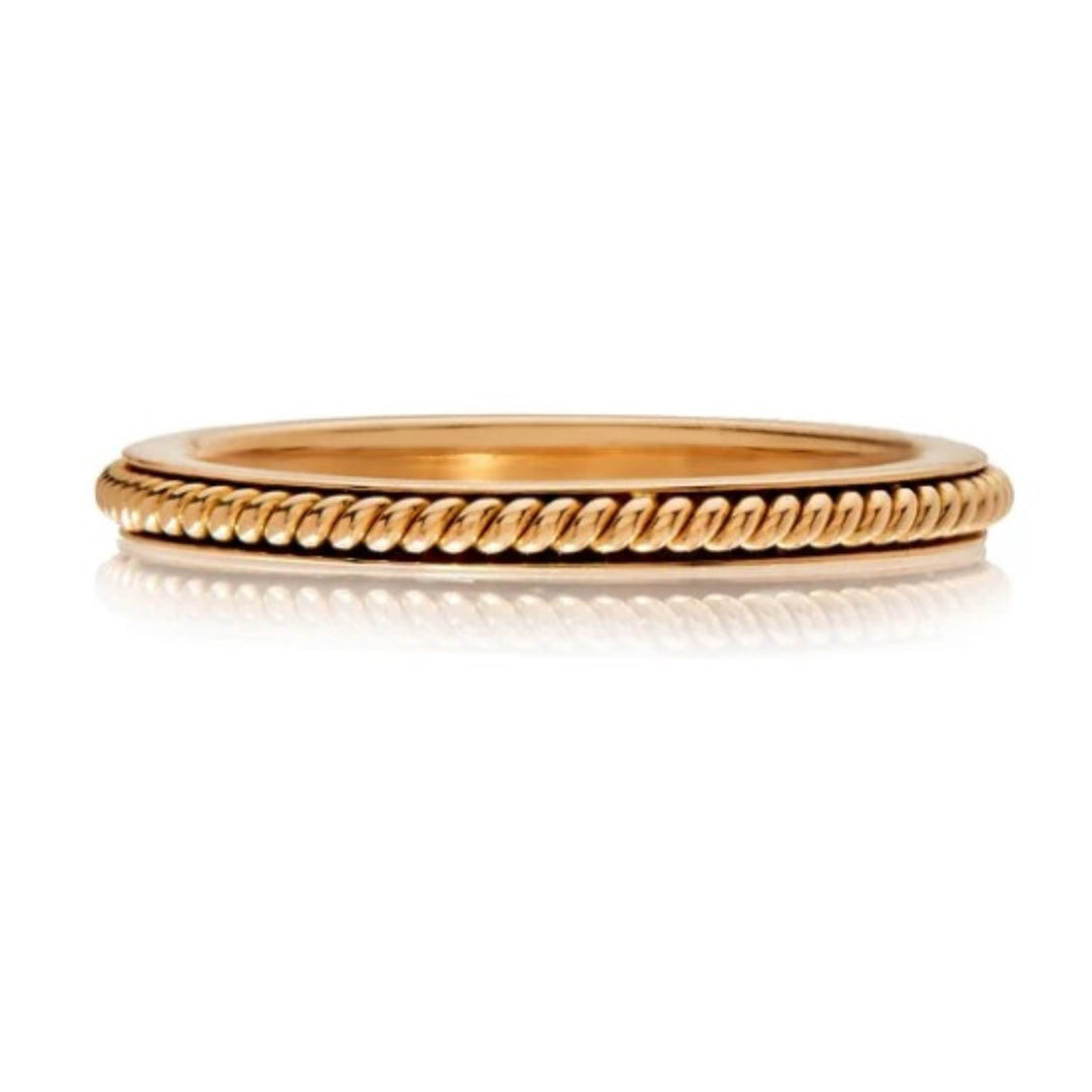 18K Yellow Gold Channel Rope Band - Size 6.5
