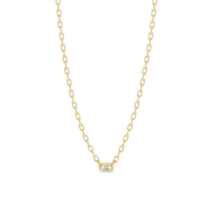 14K Gold Baguette Diamond Pendant Necklace