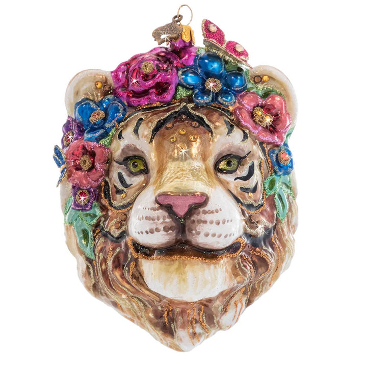 Tiger with Flower Crown Ornament