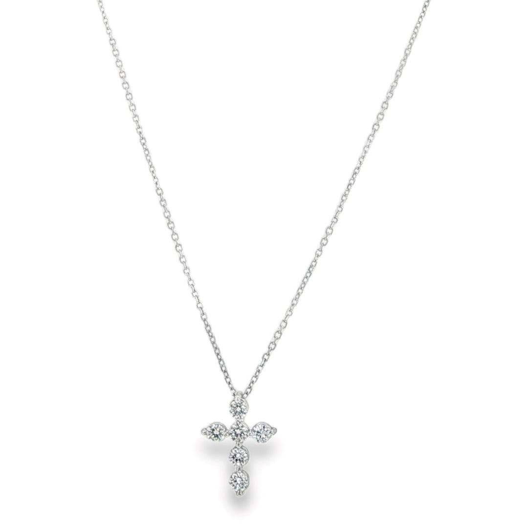 14K White Gold Diamond Cross Pendant Weighing 0.30cts