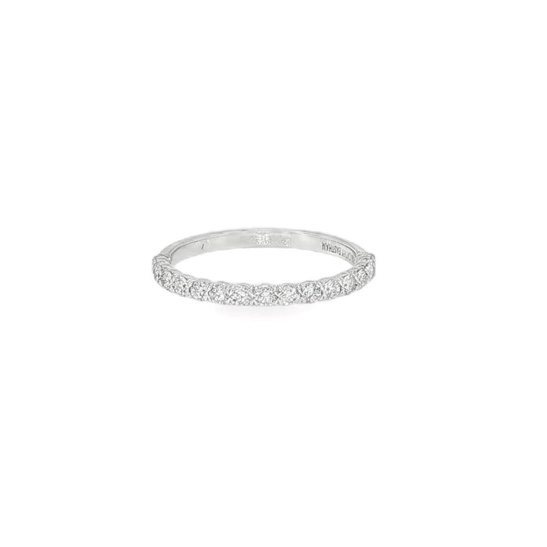 18K White Gold New Aire Silk Prong Half Eternity Band - Size 6