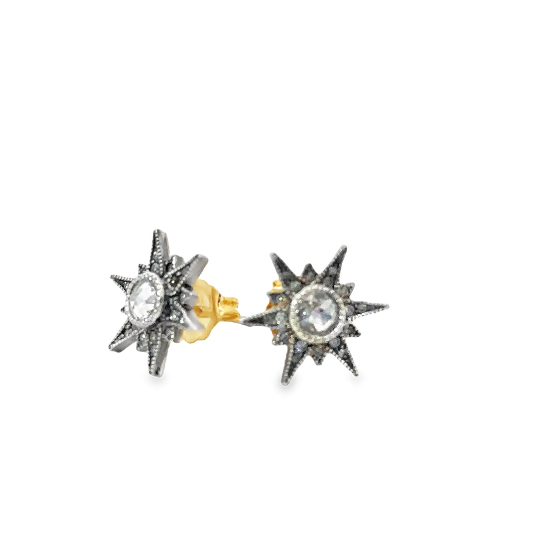 Silver Starburst Stud Earrings