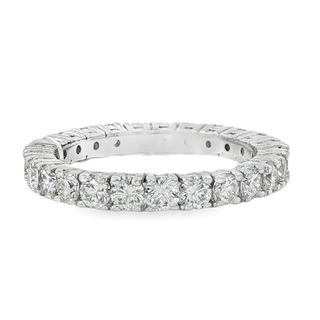 14K White Gold Diamond Band With 25 Round Diamonds Weighing 1.71cts - Size 5.5