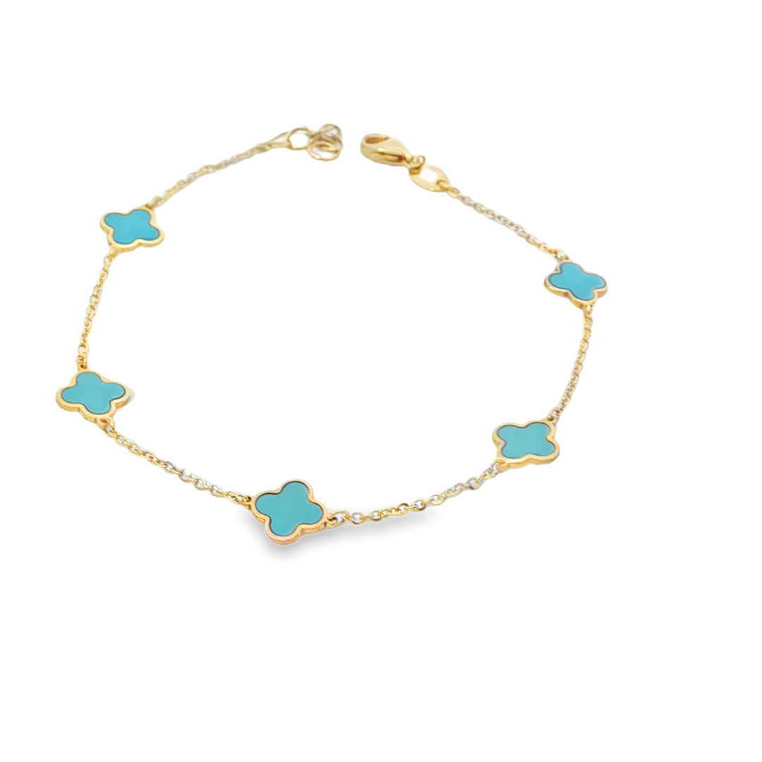 Turquoise Clover Station Bracelet
