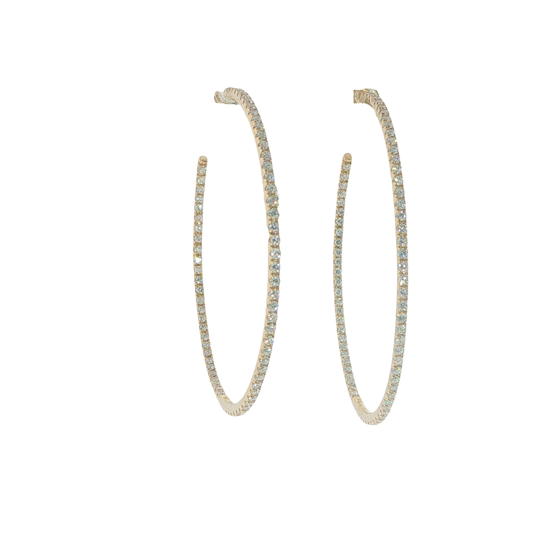 14K Yellow Gold Diamond Hoop Earrings Weighing 1.00cts