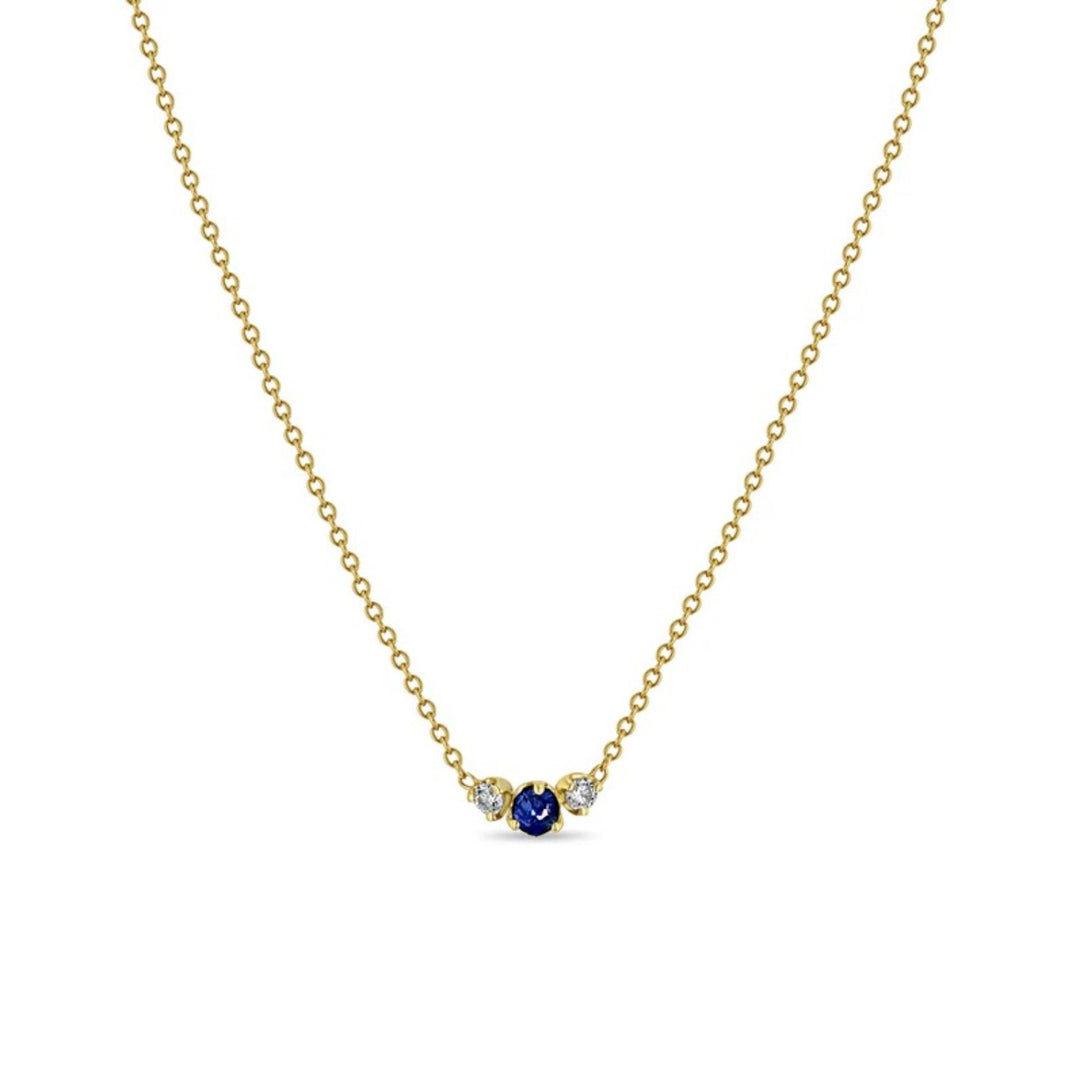 Blue Sapphire and Diamond Curve Necklace