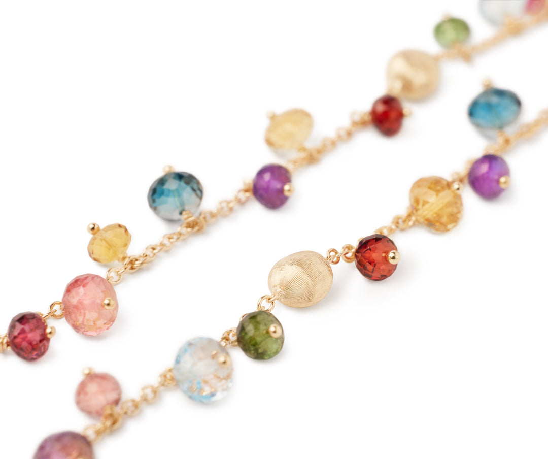 18K Gold Africa Mixed Gemstone Necklace