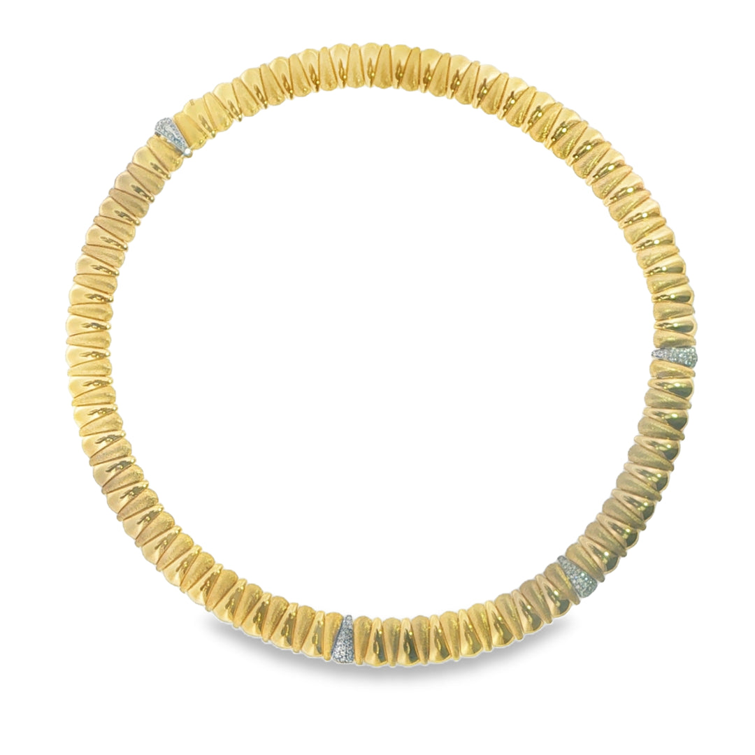 18K Yellow Gold Artiglio Necklace With Diamond Stations