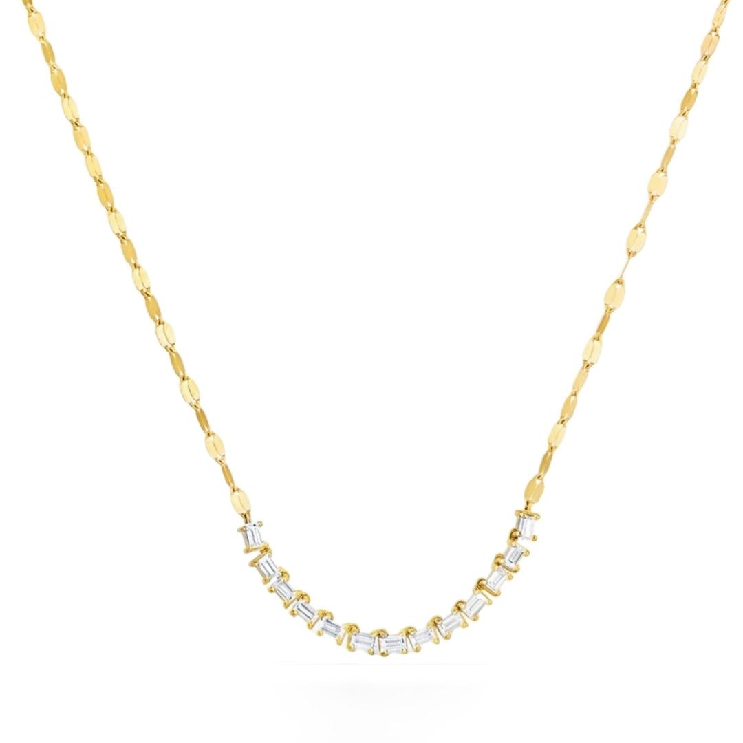 Baguette Diamond Tennis Section Necklace