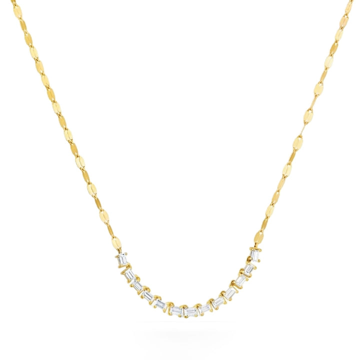 Baguette Diamond Tennis Section Necklace