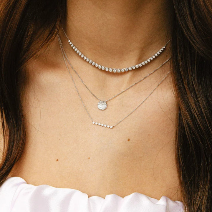 Lulu Jack Graduating Diamond Bezel Set Tennis Necklace - 14"-16"