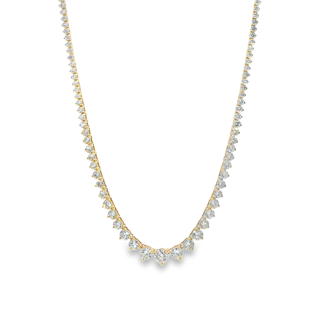 14K Yellow Gold 3 Prong Graduated Diamond Tennis Bracelet Weighing 8.50cts - 16"
