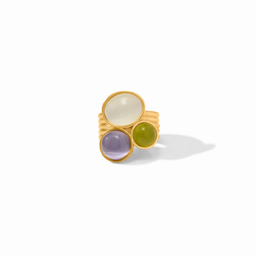 Cobblestone Statement Ring With Multi Stone Cat's Eye - Size 8