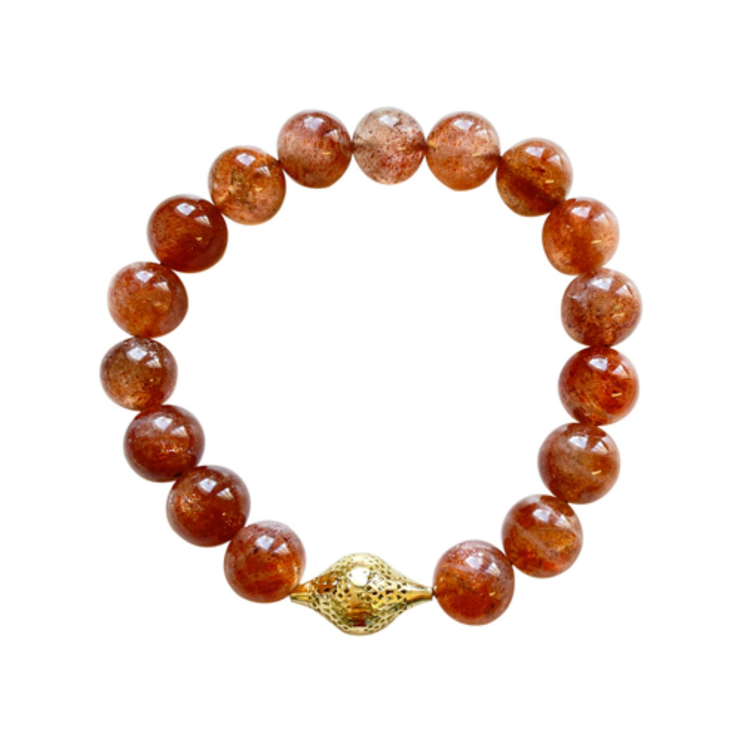 Sunstone Stretch Bracelet With Crownwork Finial Bead