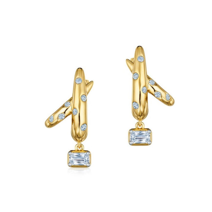 Crossover Drop Earrings with Ashoka Diamonds