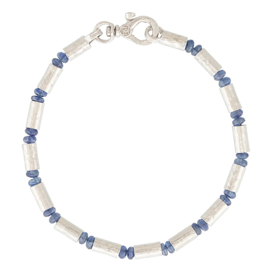Vertigo Couture Silver And Sapphire Beaded Single Strand Bracelet - 7.25"