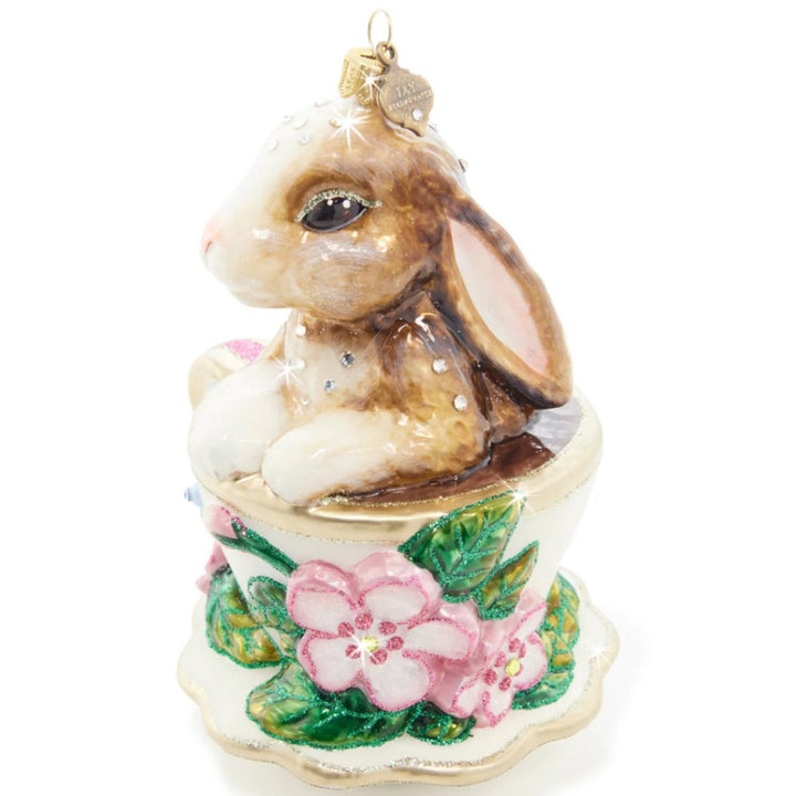 Bunny Teacup Glass Ornament