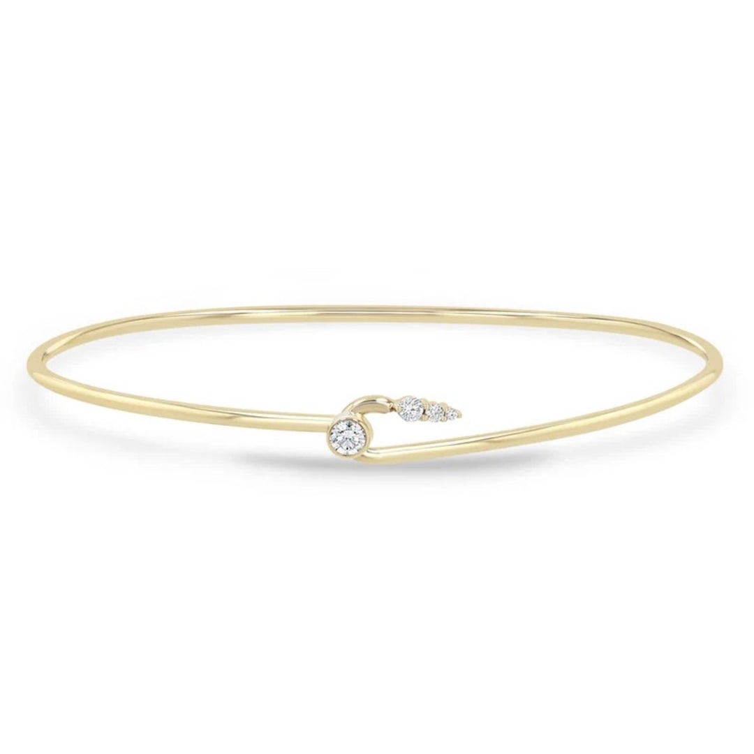 Hard Wire Cuff Bangle With Diamonds