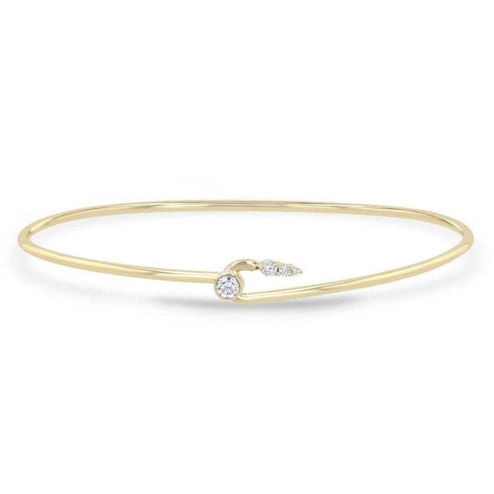 Hard Wire Cuff Bangle With Diamonds