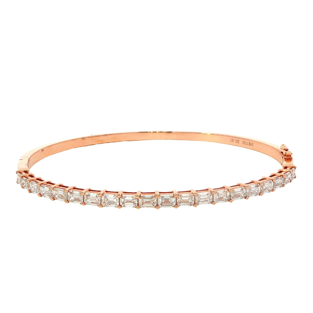 Rose Gold Bangle With 20 Emerald Cut Diamonds Weighing 2.97cts