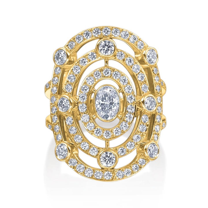 18K Yellow Gold And Diamond Carousel Ring - Size 6.5