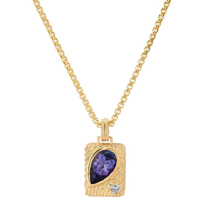 Ripple Pear Amulet Pendant In Tanzanite