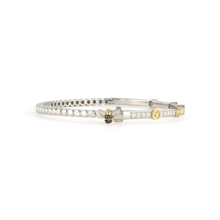 Two-Toned Honeycomb Black Diamond And Diamond Bangle