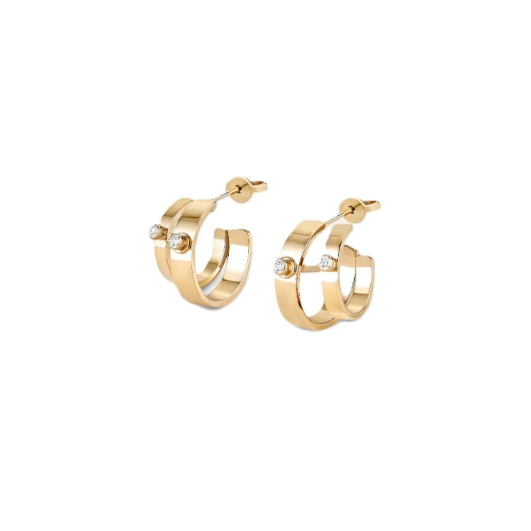 Monday Morning Mood Double Hoops With Diamond Accents