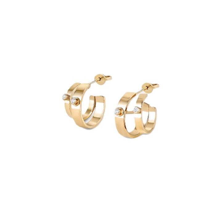 Monday Morning Mood Double Hoops With Diamond Accents