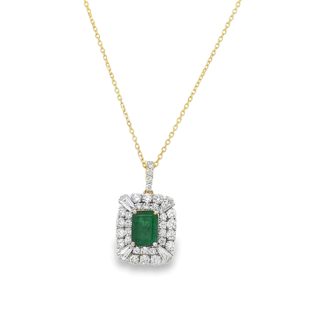 Emerald and Diamond Pendant Necklace