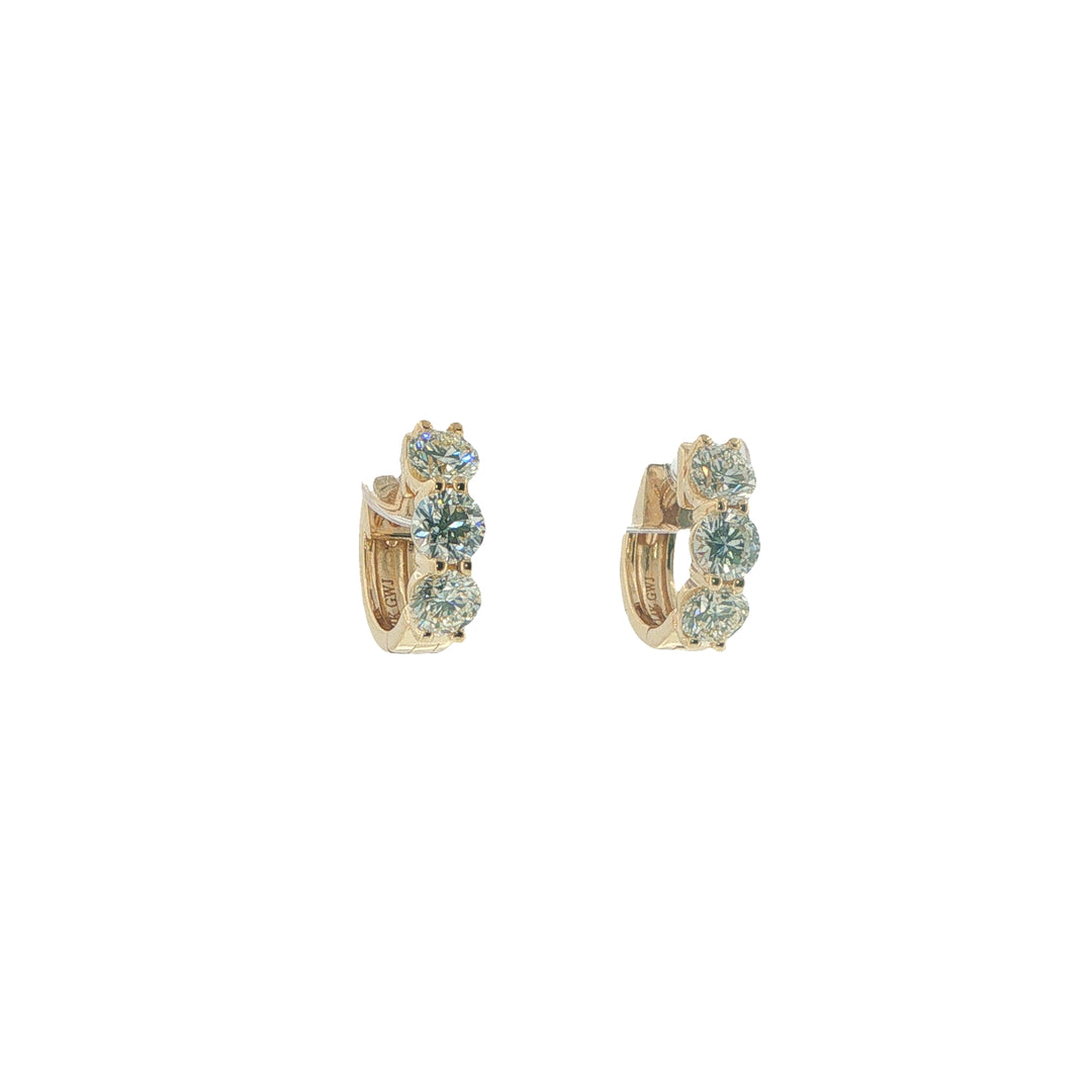 14K Yellow Gold Diamond Huggies Weighing 1.81cts