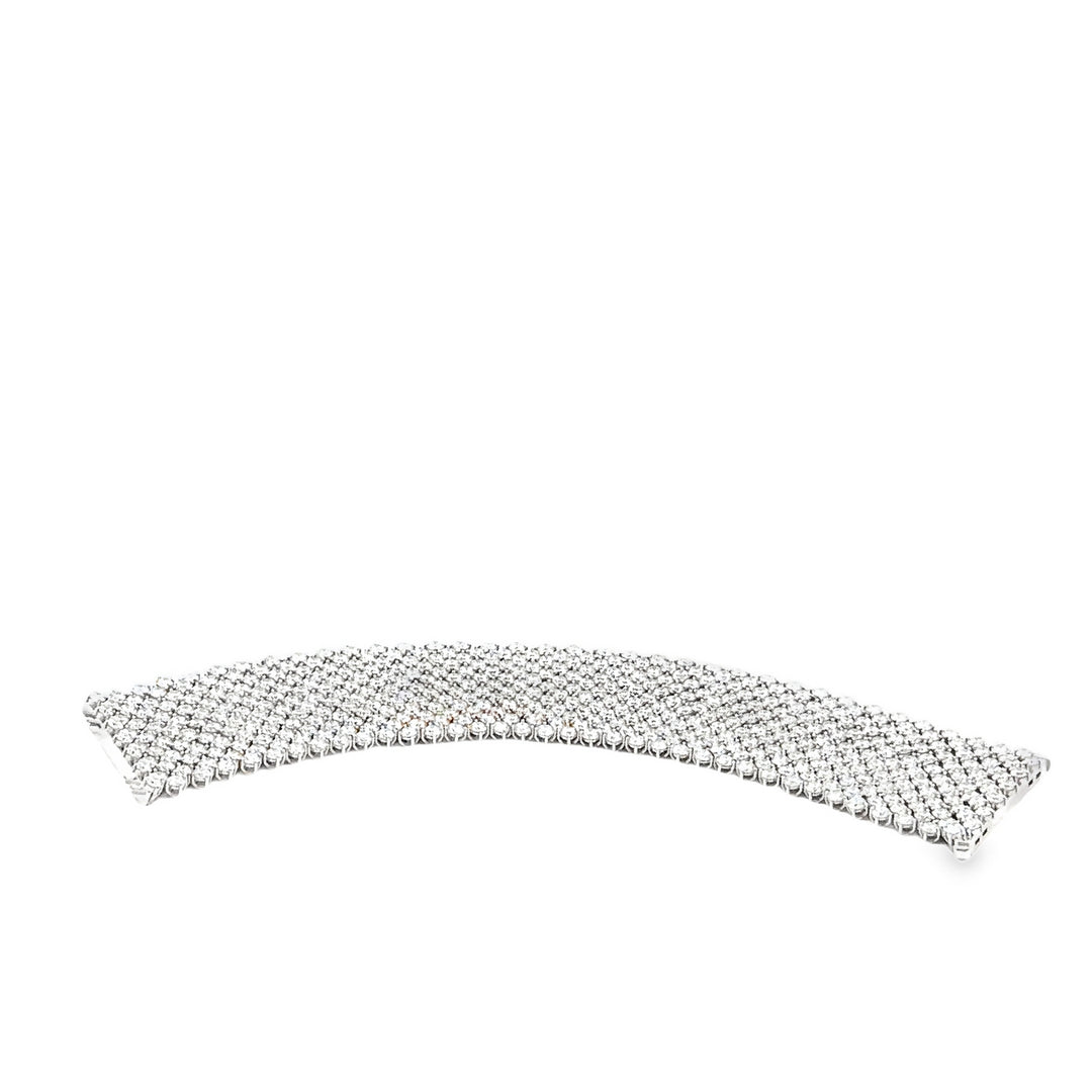 18K White Gold Wide Diamond Bracelet Weighing 61.86cts