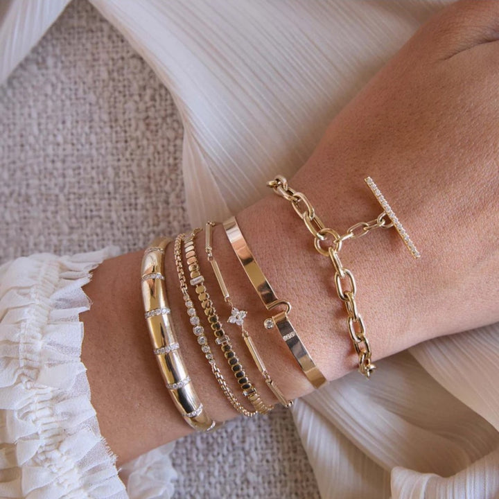 14K Yellow Gold Graduated Bezel Set Diamond Bracelet
