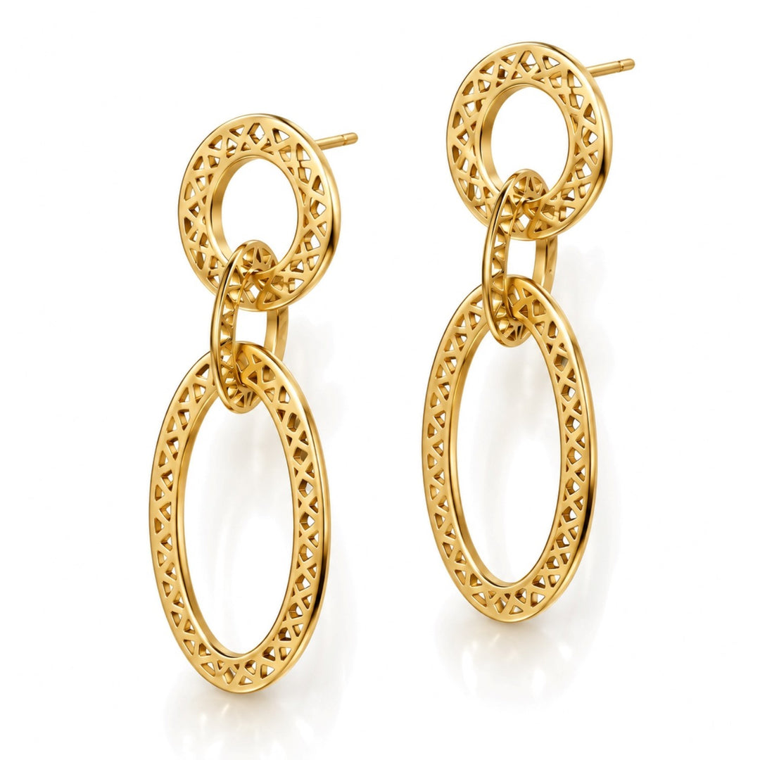 Triple Crownwork Drop Earrings On Posts