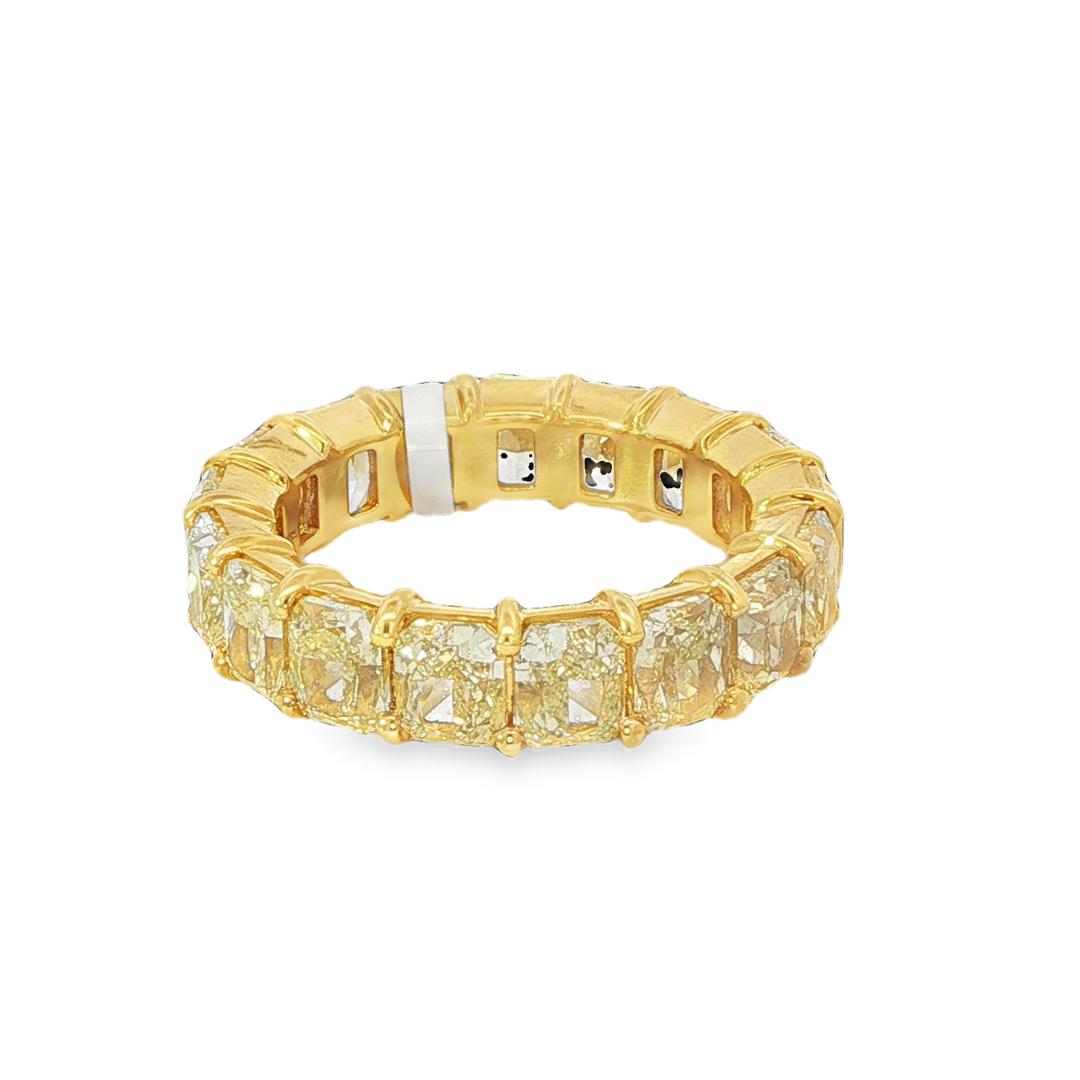 Yellow Gold Radiant Cut Yellow Diamond Eternity Band Weighing 8.83cts