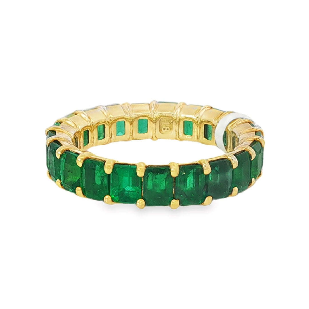Yellow Gold Emerald Eternity Band - Size 7