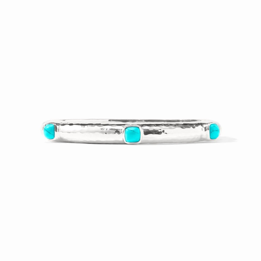 Silver Catalina Stone Hinge Bangle With Turquoise