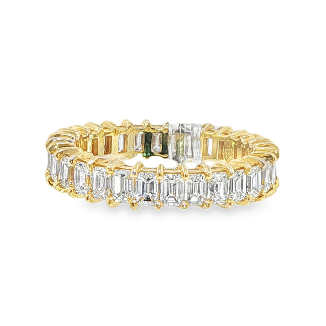 14K Yellow Gold Emerald Cut Diamond Eternity Band - Size 6.5