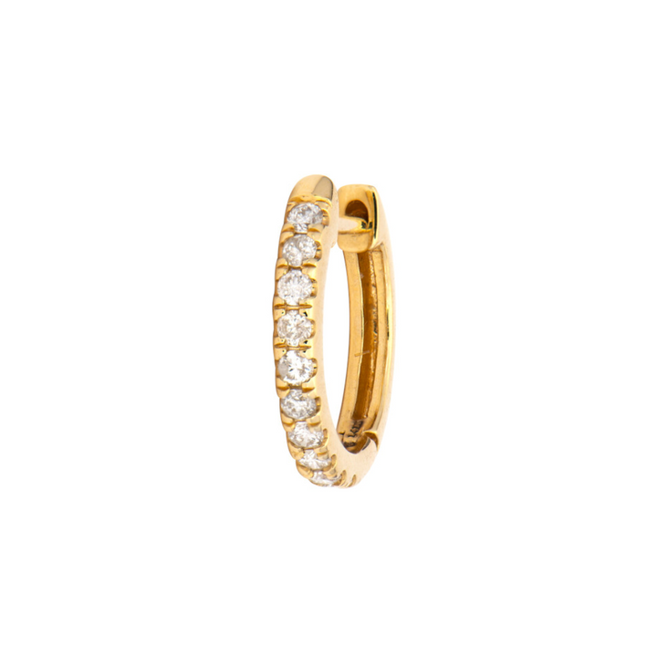 14K Gold Classic Diamond Huggie Hoop