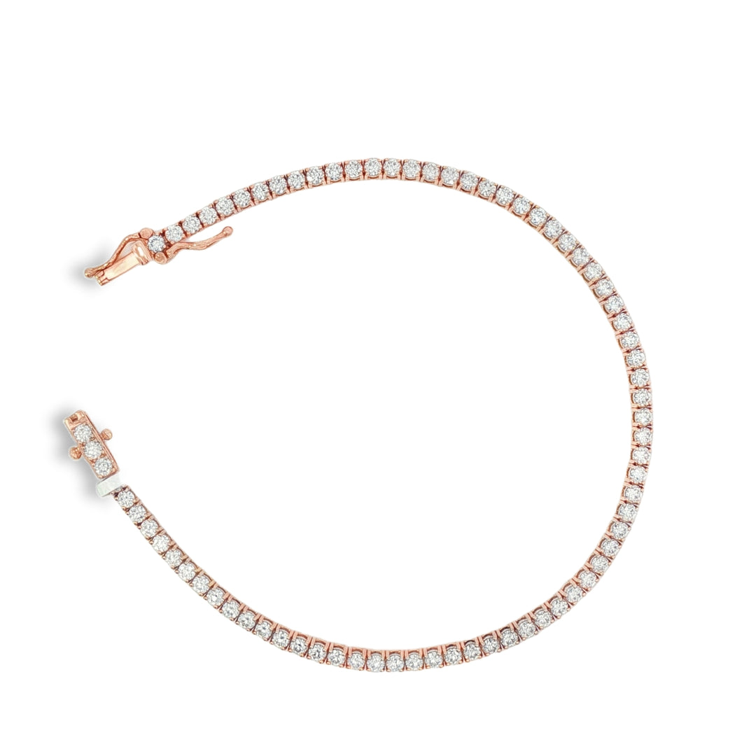 14K Rose Gold Diamond Tennis Bracelet Weighing 2.81cts
