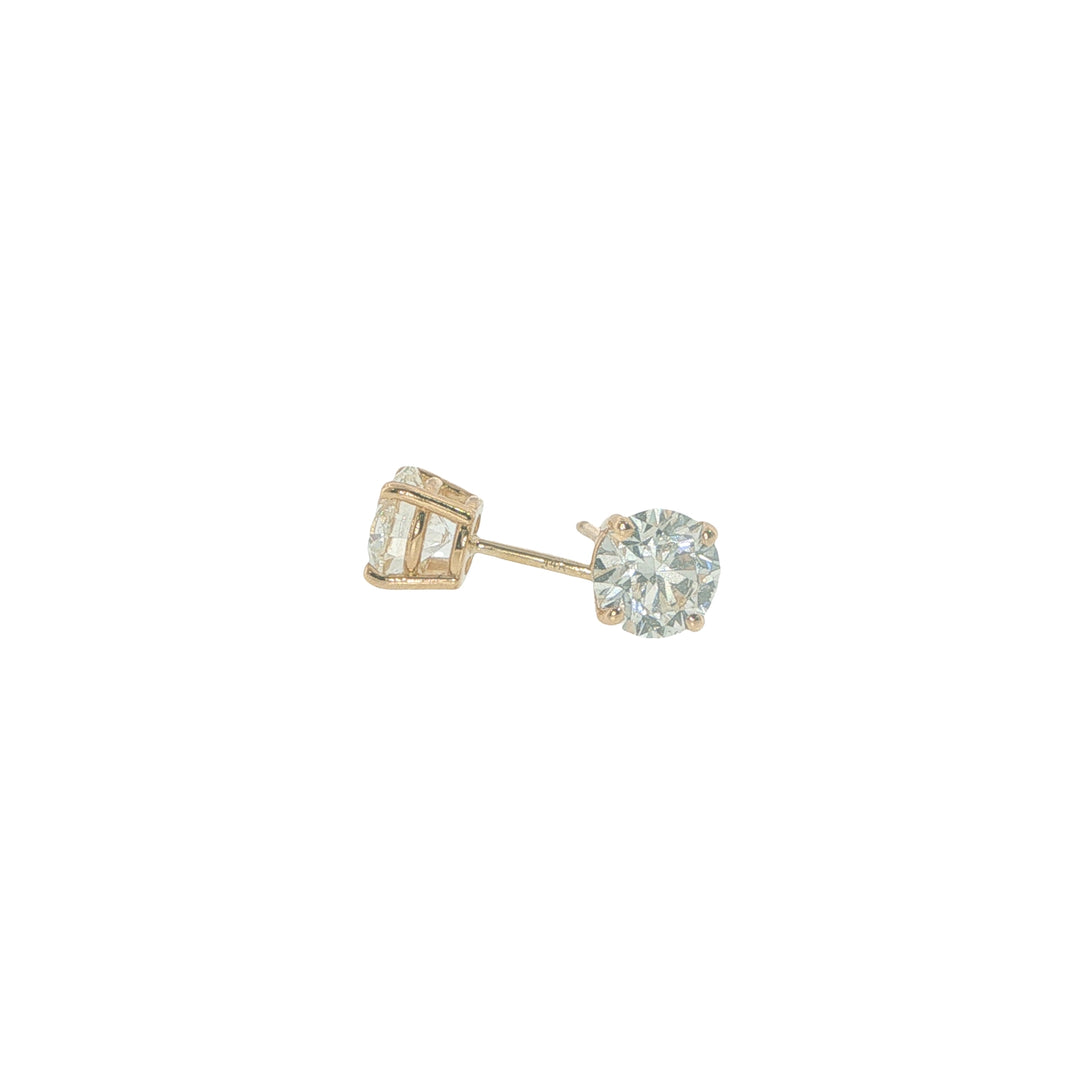 14K Yellow Gold 4 Prong Basket Set Diamond Stud Earrings Weighing 1.20ctw