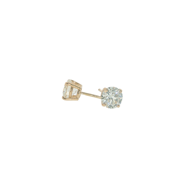 14K Yellow Gold 4 Prong Basket Set Diamond Stud Earrings Weighing 1.20ctw