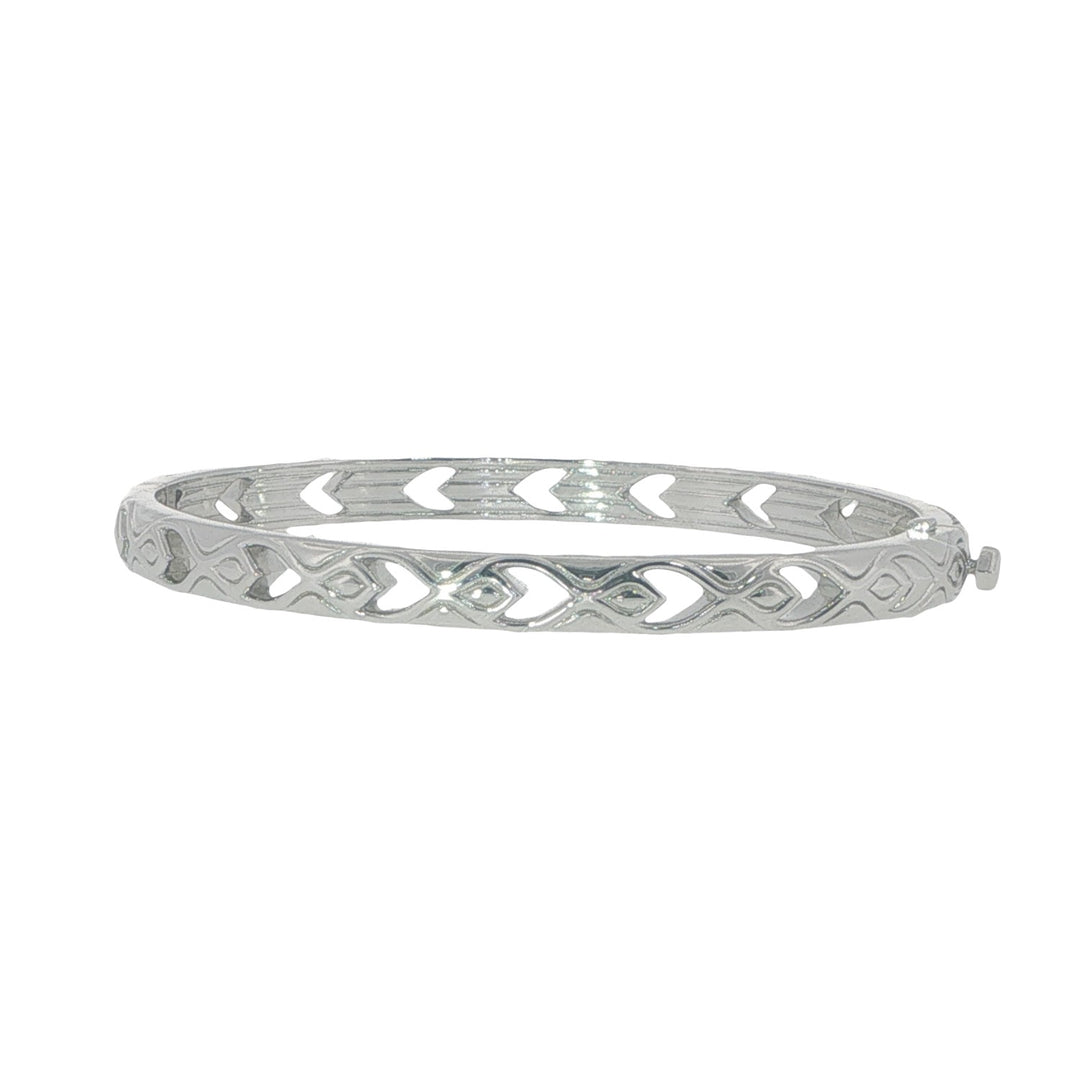 Mixed Metal Rainbow Pave Peacock Bangle With Rainbow Sapphires - 6.5"