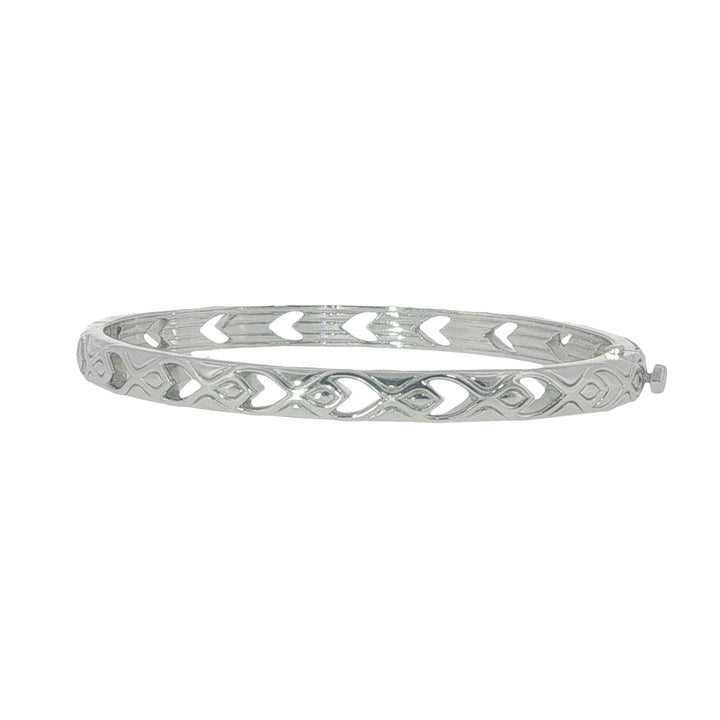 Mixed Metal Rainbow Pave Peacock Bangle With Rainbow Sapphires - 6.5"
