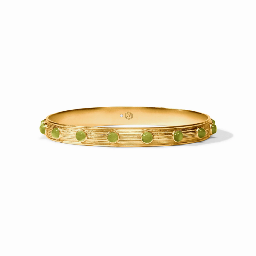 Cobblestone Stone Bangle With Green Cat's Eye - 8"